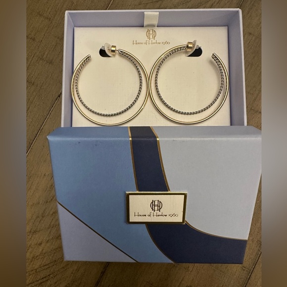 House of Harlow 1960 double hoop gold/silver earrings. Lead safe. Nickel free - Picture 2 of 4